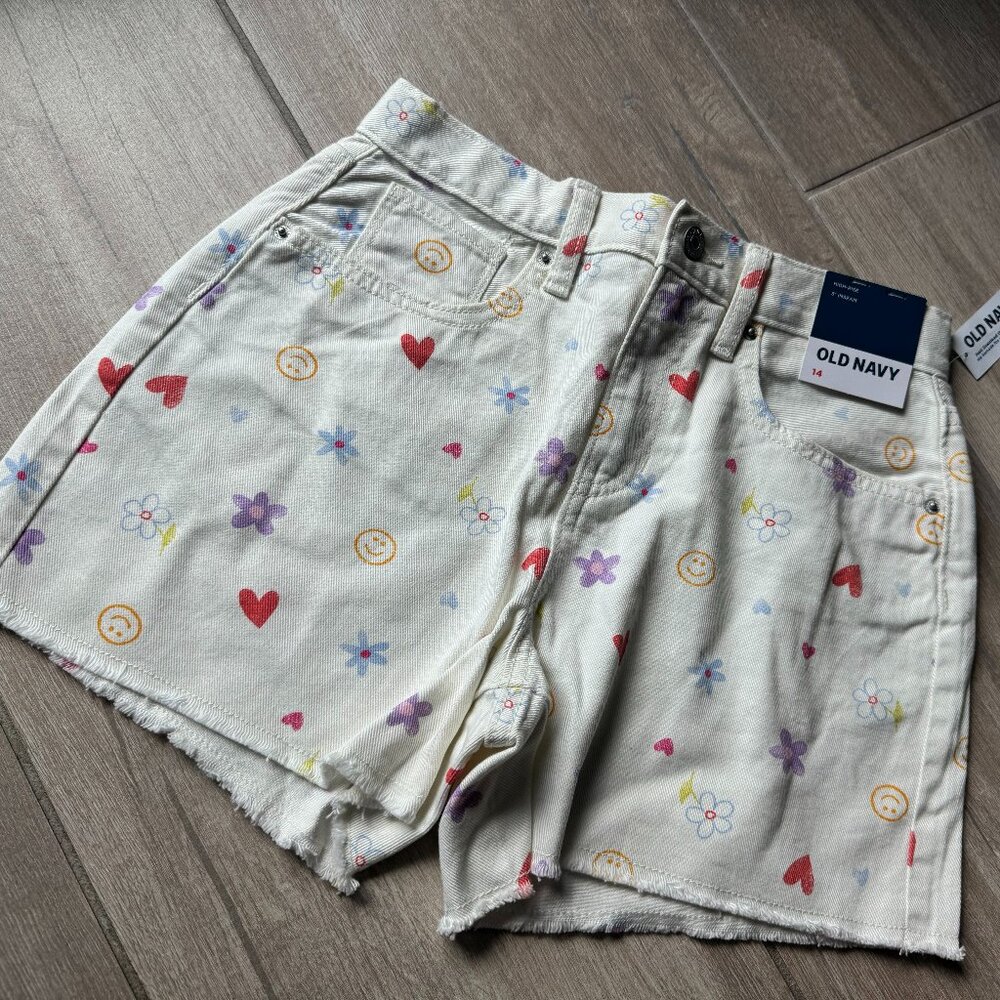 Old Navy Ivory Printed Shorts (NWT), Girls Size 14